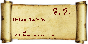 Holes Iván névjegykártya